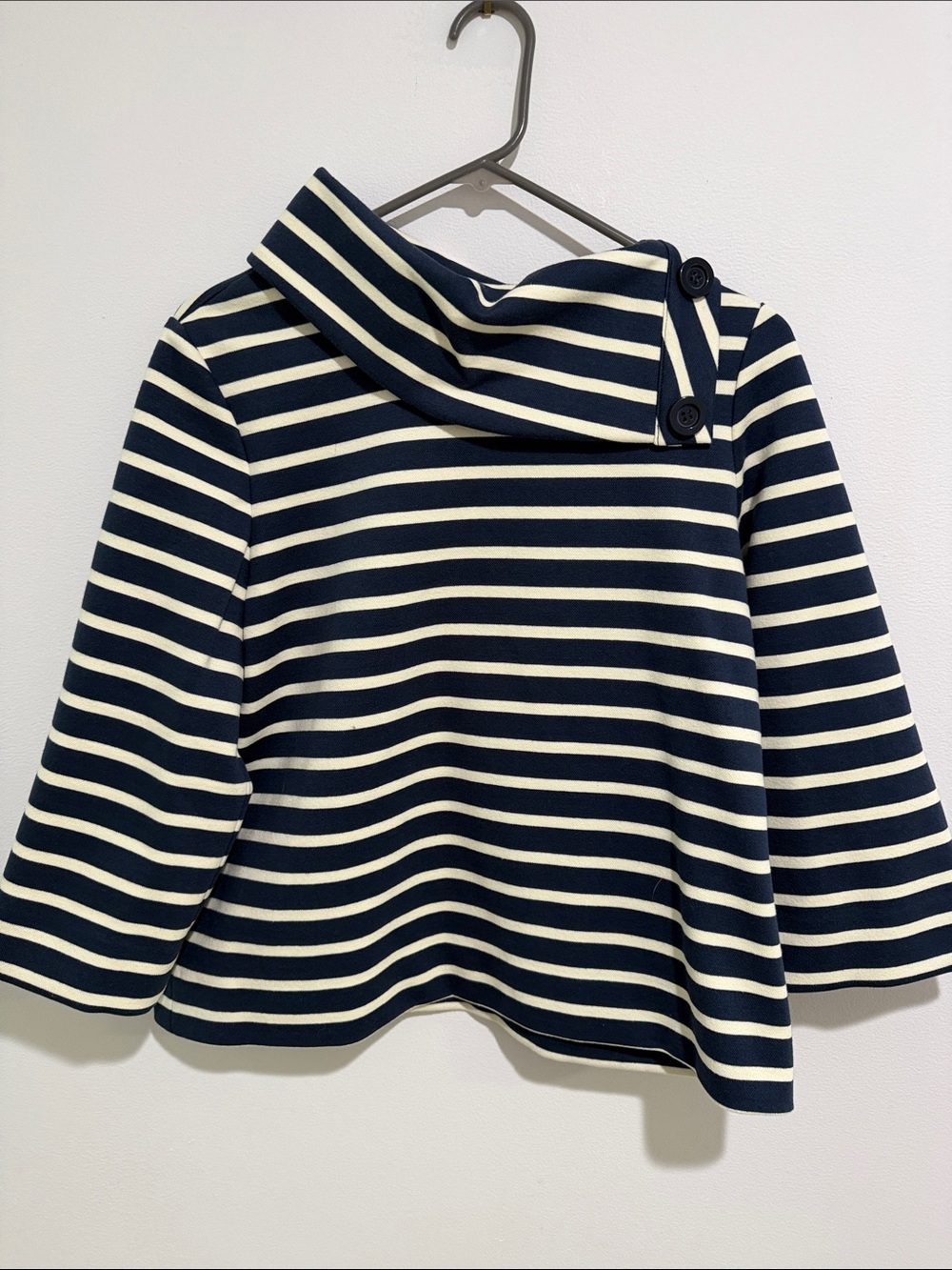kate spade Navy and White Striped Button-Shoulder Sweatshirt - NWT size M